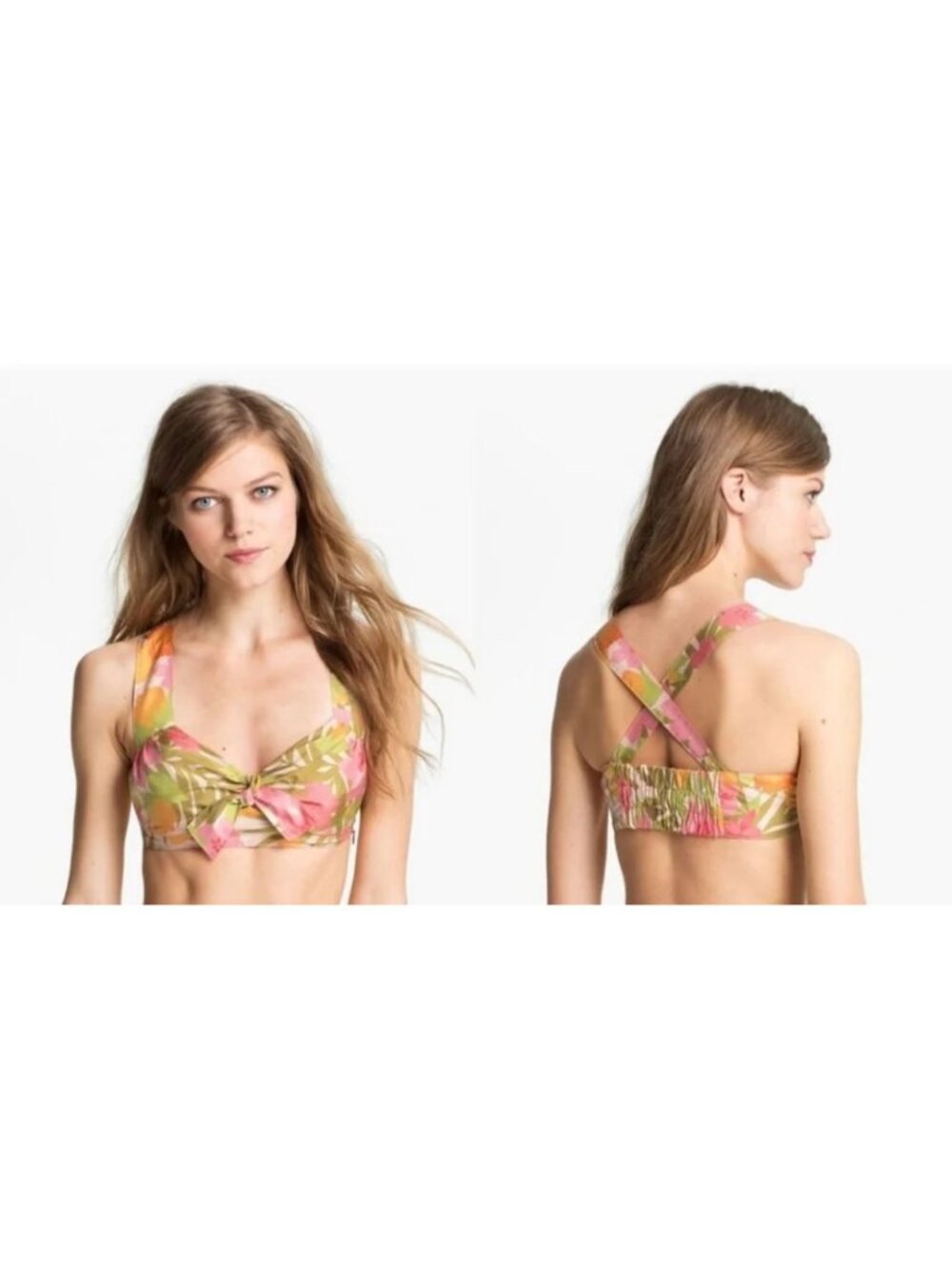 PJK x Man Repeller Jodi Print Silk Crop Top Sz XS Tropical Pink Multi